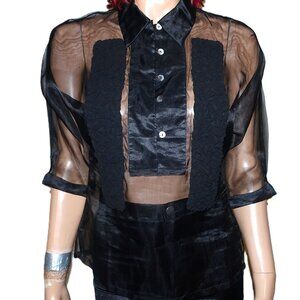 Bestido by Cesar Gaupo Black Sheer Blouse M NWT